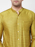 Men's Yellow Silk Blend Ethnic Shirt